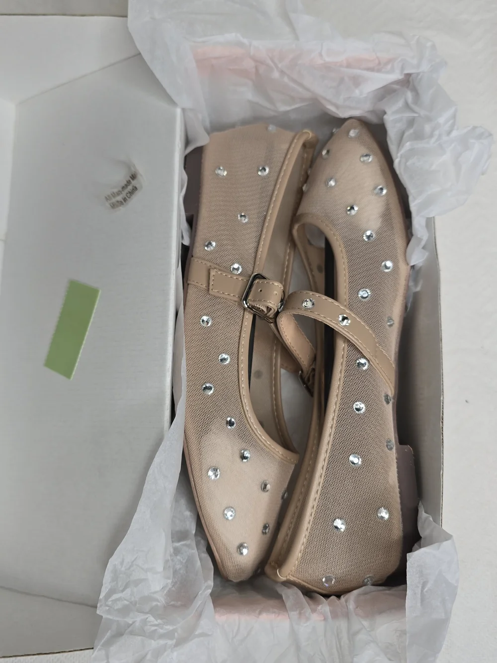 Berness Rhinestone Mary Jane Flats – Nude – Size 9